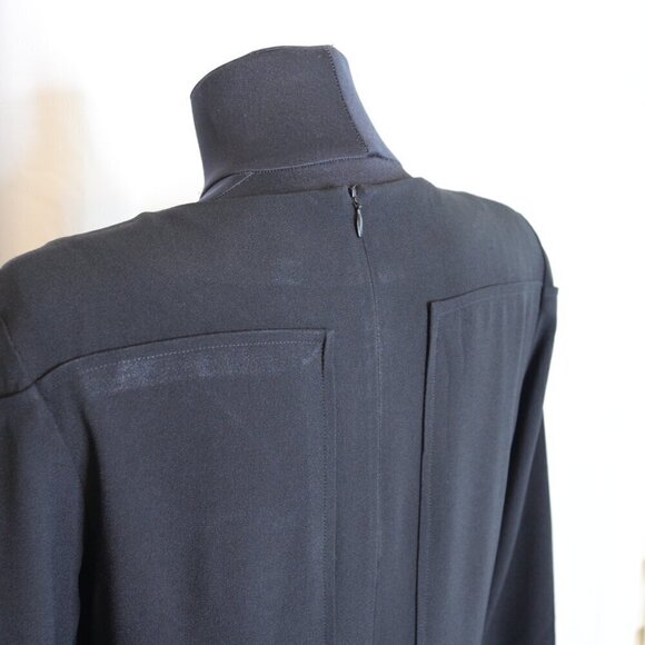 PARTOW Silk Black Long Sleeve Dress Sz 6 - Picture 7 of 7